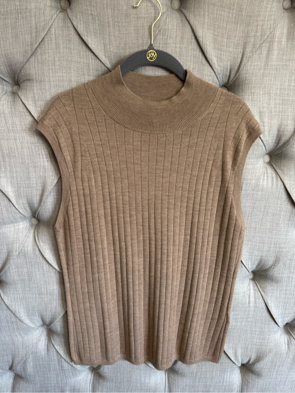Banana Republic Sleeveless Ribbed Mock Neck Top - Camel Brown